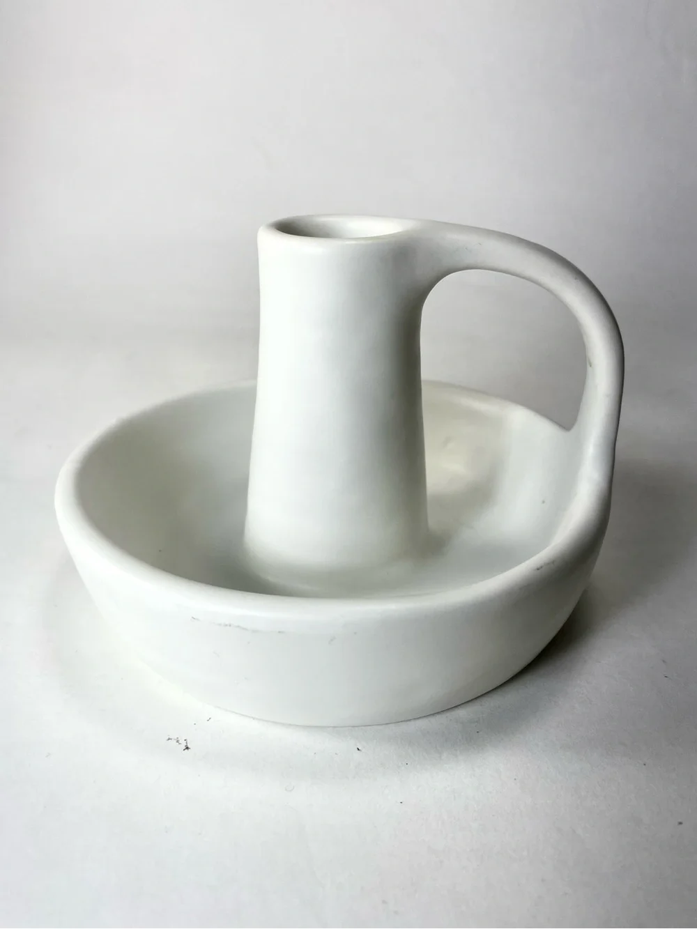 IKEA GODTAGBAR Matte White Ceramic Candlestick Holder Minimal